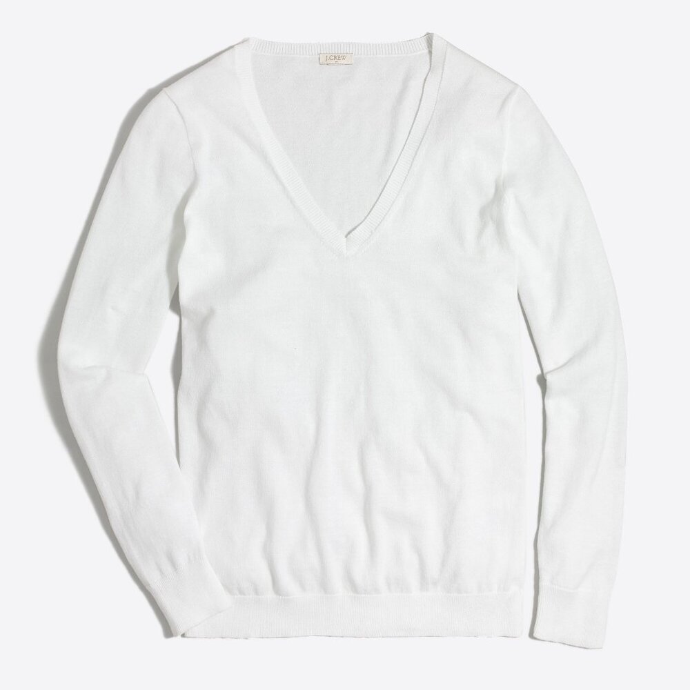 NWT White V-Neck J.Crew Factory Sweater Small